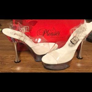 Clear platform heels